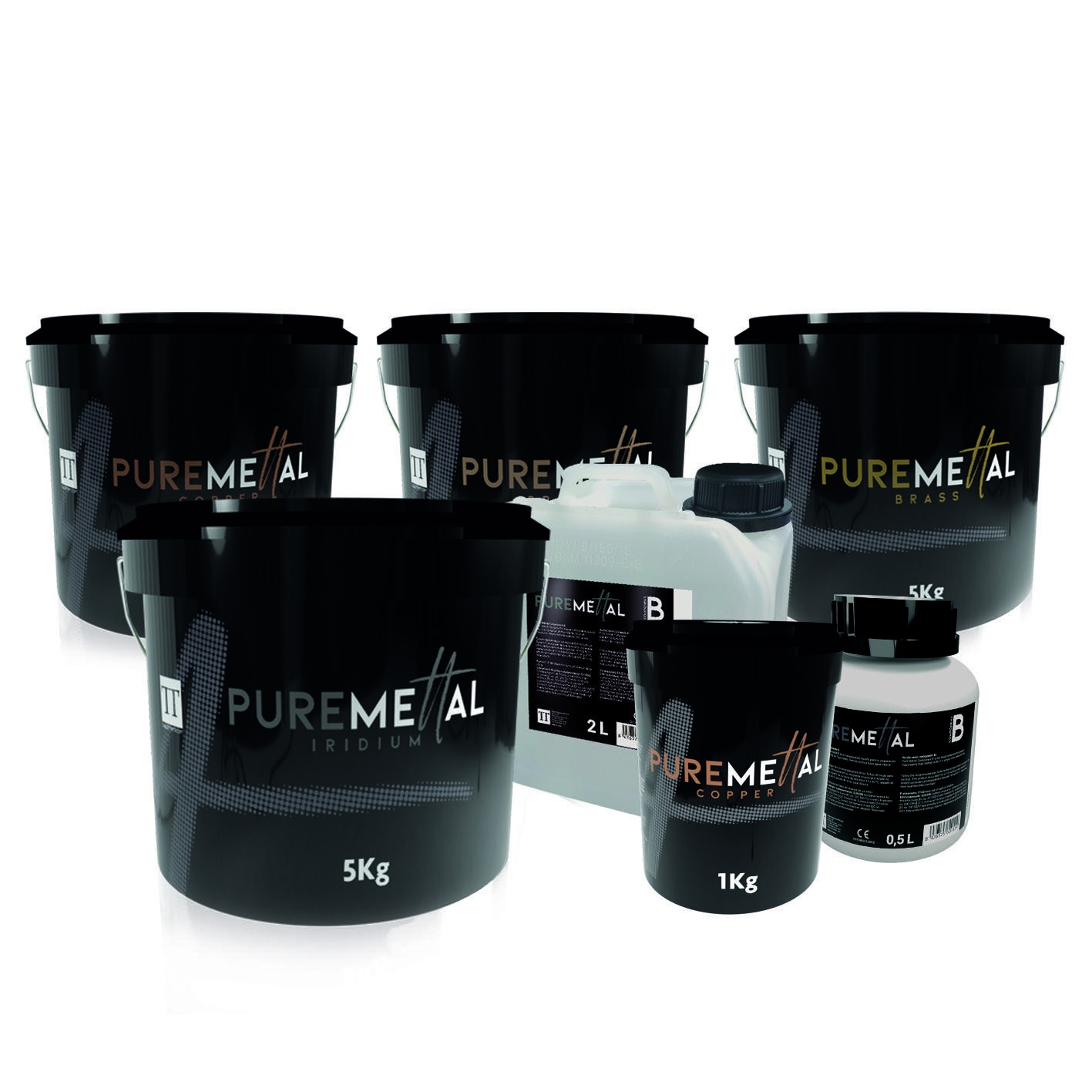 Pure Mettal 五种金属粉与树脂组分真实产品包装